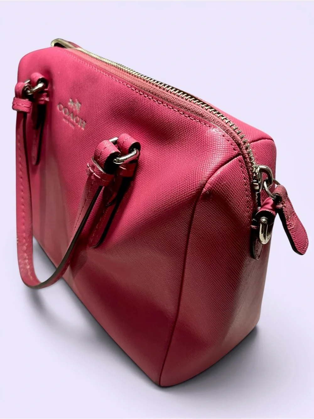 COACH Hot Pink Leather Satchel with Crossbody Strap